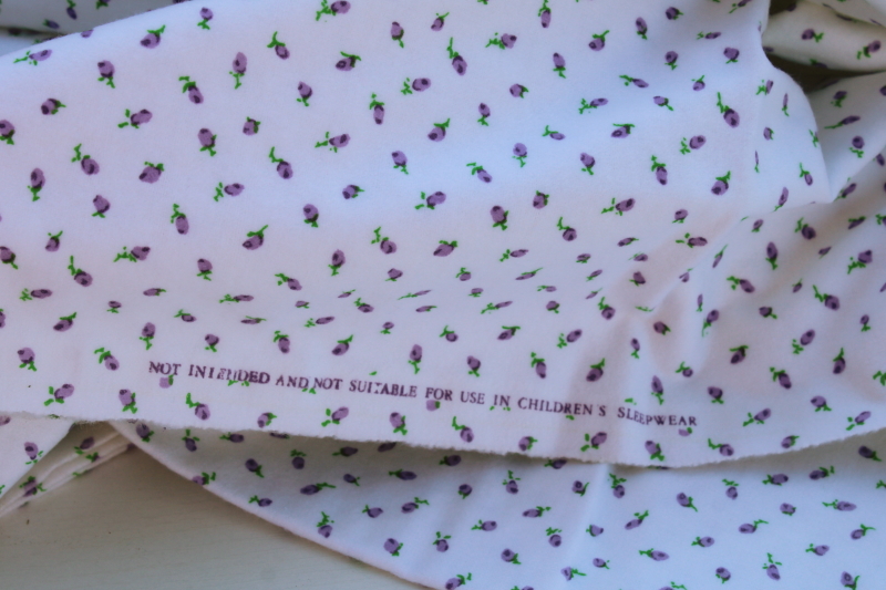 photo of cottagecore vintage lavender rosebud print fabric, vintage granny nightgown cotton flannel #3