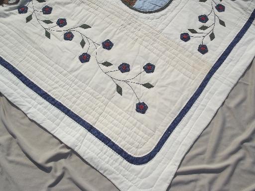 photo of cotton applique quilt bedspread w/ old time Maine scenes, vintage LL Bean #7