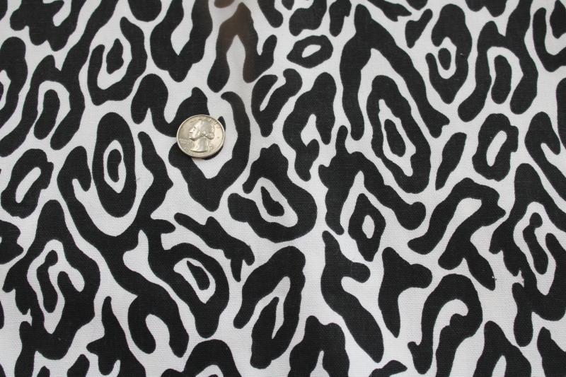 photo of cotton canvas fabric, retro black & white spotted leopard animal print  #1