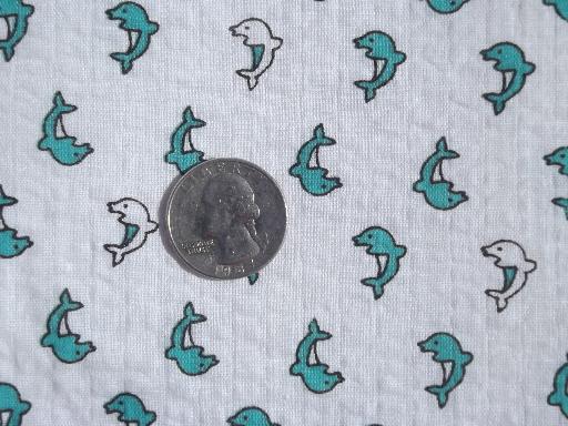 photo of cotton plisse fabric w/ tiny dolphins novelty print, preppy beach style! #1