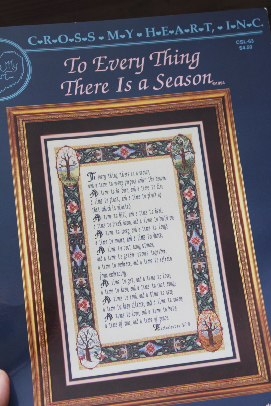 photo of counted cross stitch chart To Every Thing There Is A Season, Bible verse Ecclesiastes 3 1-8 #1