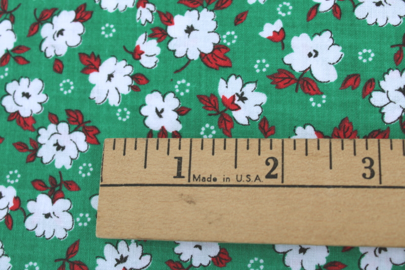 photo of country cottage floral print cotton fabric, white flowers on clover green 60 wide material #4