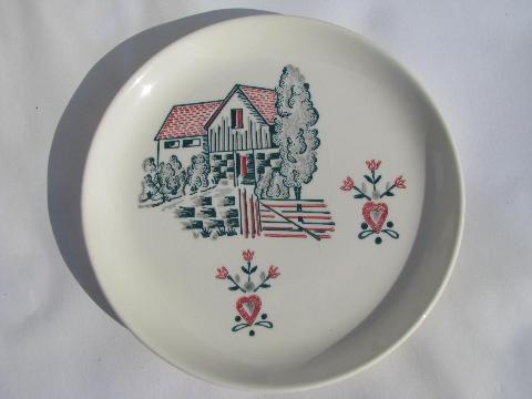 photo of country folk old-fashioned farm scenes dishes for 12, vintage Stetson / Marcrest #4