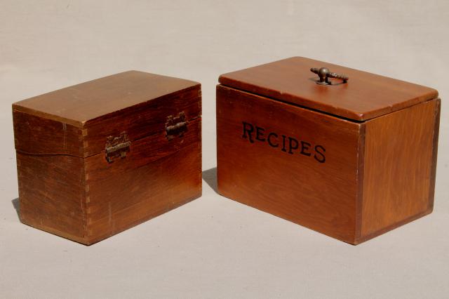 photo of country kitchen vintage pine wood recipe boxes & wooden knife box carrier tray #8