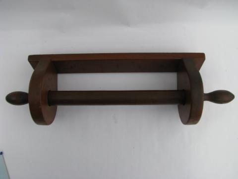 photo of country pine vintage wood paper towel roll holder for kitchen #3