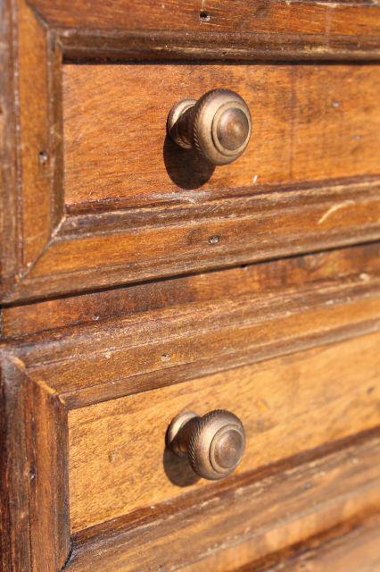 photo of country primitive pine wood jewelry box, small chest of drawers, vintage doll dresser #4