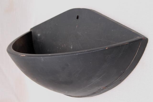 photo of country primitive vintage pine wood bowl wall box, farmhouse kitchen decor #5