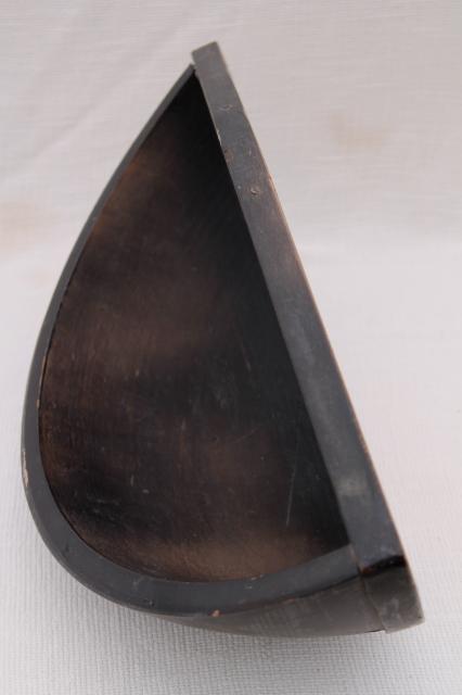 photo of country primitive vintage pine wood bowl wall box, farmhouse kitchen decor #9