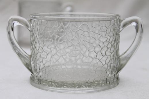 photo of crackle glass pattern depression glass cream & sugar set, pitcher creamer & sugar bowl #3