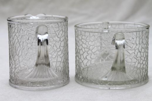 photo of crackle glass pattern depression glass cream & sugar set, pitcher creamer & sugar bowl #4