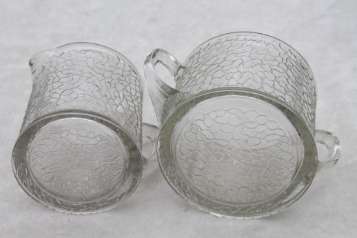 photo of crackle glass pattern depression glass cream & sugar set, pitcher creamer & sugar bowl #5