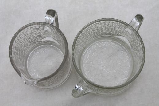 photo of crackle glass pattern depression glass cream & sugar set, pitcher creamer & sugar bowl #6