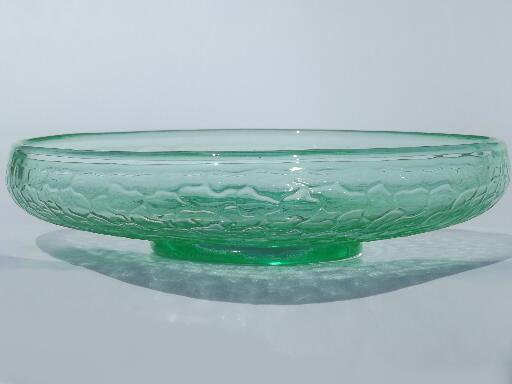 photo of crackle pattern green depression glass bowl, vintage bulb dish or flower bowl  #1