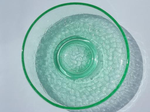 photo of crackle pattern green depression glass bowl, vintage bulb dish or flower bowl  #2