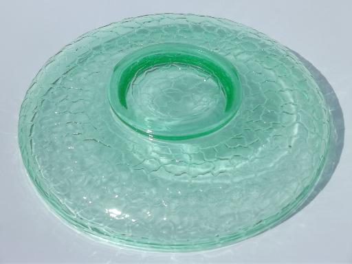 photo of crackle pattern green depression glass bowl, vintage bulb dish or flower bowl  #3