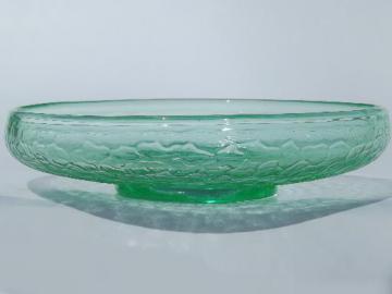 catalog photo of crackle pattern green depression glass bowl, vintage bulb dish or flower bowl 