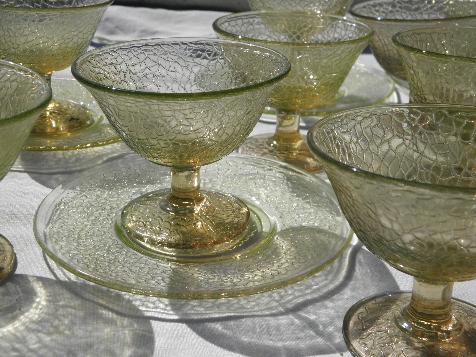 photo of cracky crackle pattern pressed glass sherbets, vintage depression glass #2