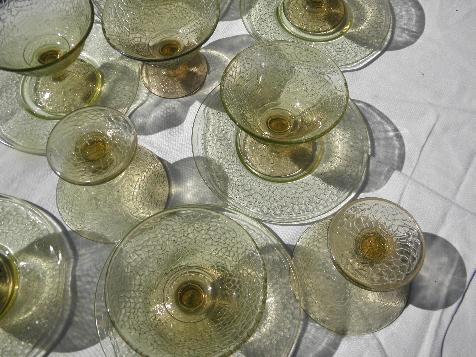 photo of cracky crackle pattern pressed glass sherbets, vintage depression glass #3