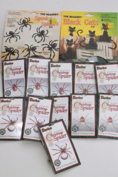 catalog photo of craft kits lot Christmas Spiders ornaments & spider & black cat Halloween decorations