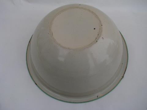 photo of cream / jadite green vintage enamelware turkey roaster, pan & bowl #6