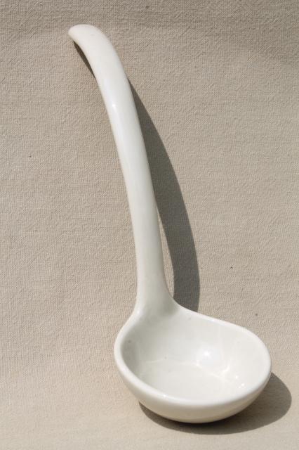 photo of creamware colored ivory white ceramic ladle for punch bowl or soup tureen #1