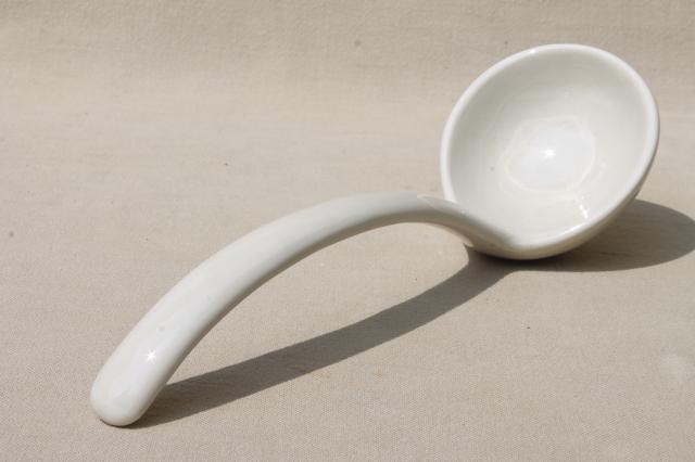 photo of creamware colored ivory white ceramic ladle for punch bowl or soup tureen #2