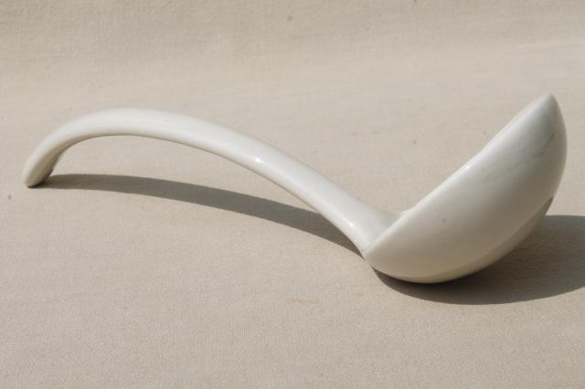 photo of creamware colored ivory white ceramic ladle for punch bowl or soup tureen #3