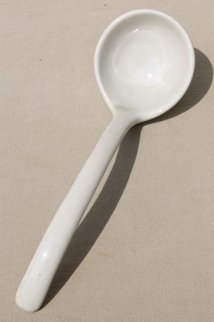 photo of creamware colored ivory white ceramic ladle for punch bowl or soup tureen #4