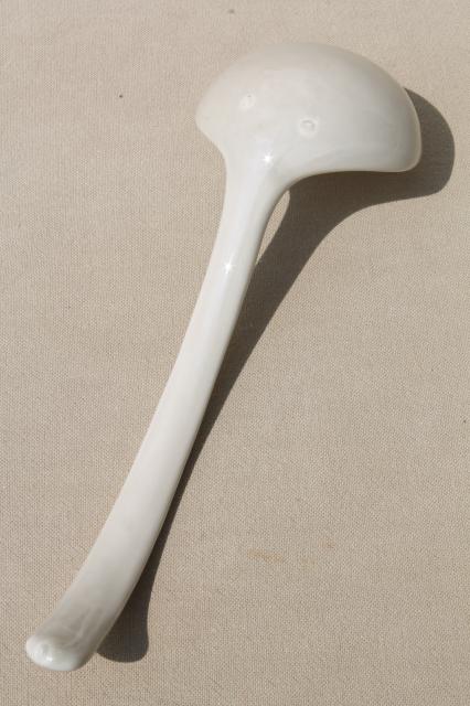 photo of creamware colored ivory white ceramic ladle for punch bowl or soup tureen #5