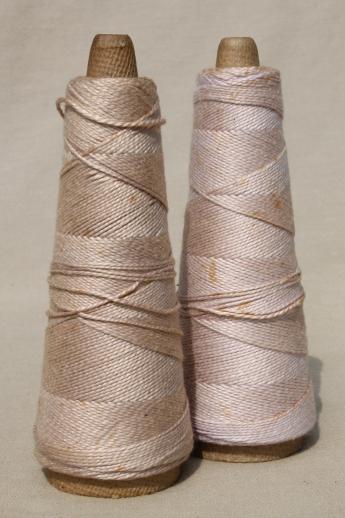 photo of creamy white antique colors primitive grubby old spools of vintage cotton cord thread #4
