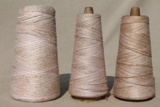 photo of creamy white antique colors primitive grubby old spools of vintage cotton cord thread #2