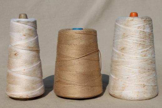 photo of creamy white antique colors primitive grubby old spools of vintage cotton cord thread #4