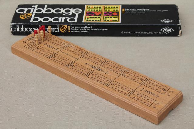 photo of cribbage board lot, 4 vintage wood   card game  boards w/ pegs Drueke #2