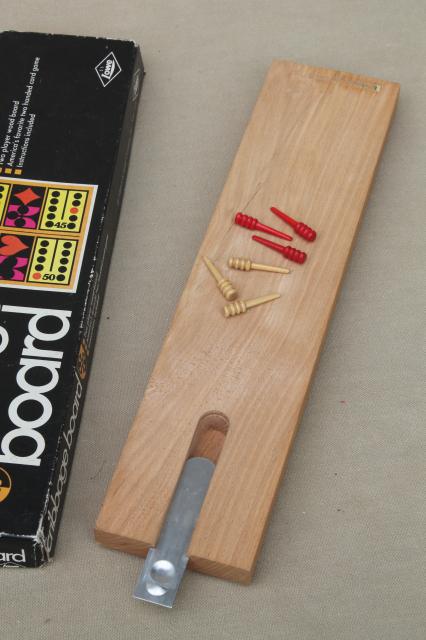 photo of cribbage board lot, 4 vintage wood   card game  boards w/ pegs Drueke #3