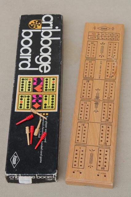 photo of cribbage board lot, 4 vintage wood   card game  boards w/ pegs Drueke #15