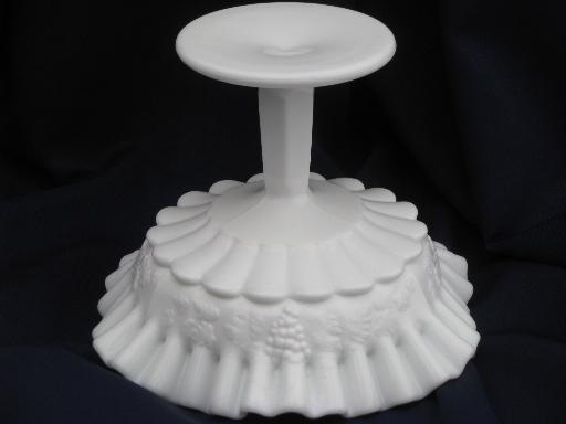 photo of crimped ruffle compote Westmoreland paneled grape vintage milk glass #3