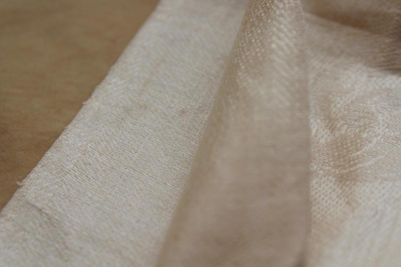 photo of crisp linen damask fabric unused vintage yardage for napkins or towels #3