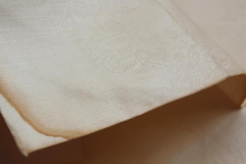 photo of crisp linen damask fabric unused vintage yardage for napkins or towels #7