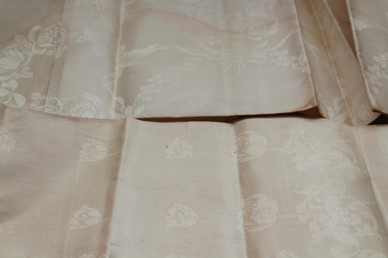 photo of crisp linen damask fabric unused vintage yardage for napkins or towels #10