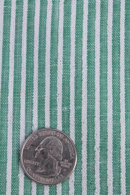 photo of crisp vintage cotton seersucker fabric for summer sewing, mint green & white striped shirting #1