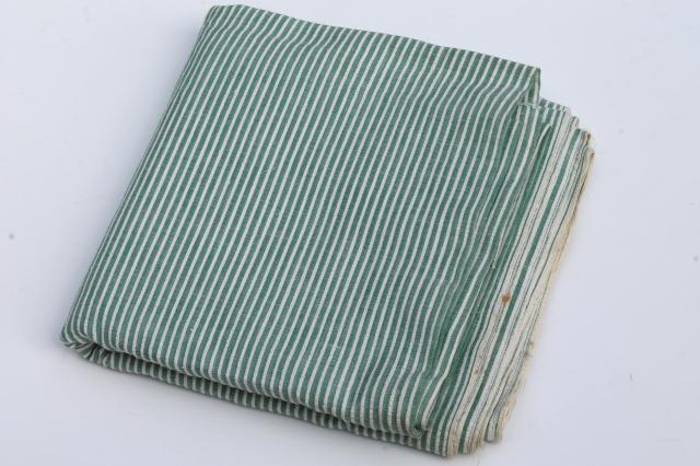 photo of crisp vintage cotton seersucker fabric for summer sewing, mint green & white striped shirting #3