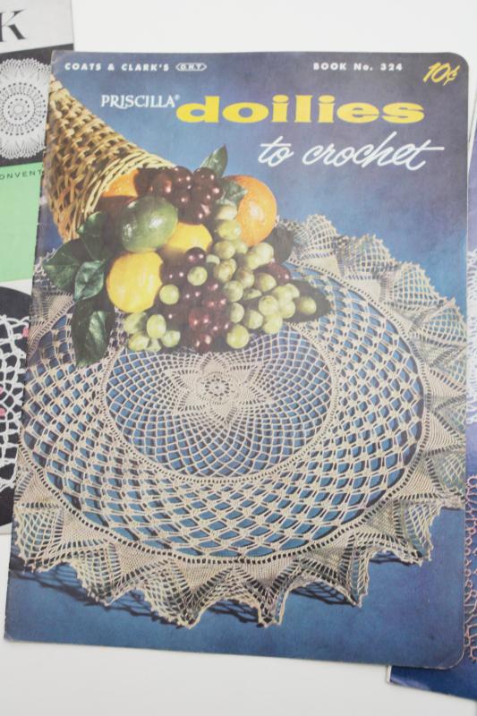 photo of crochet doily patterns, doilies vintage needlework booklets lot Star Coats & Clark #5