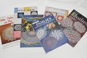 catalog photo of crochet doily patterns, doilies vintage needlework booklets lot Star Coats & Clark