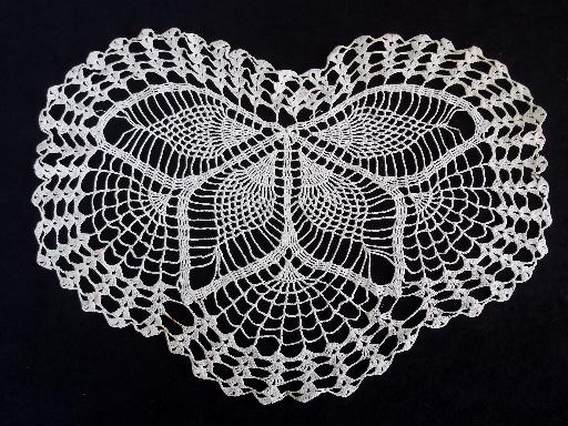 photo of crochet flower doily lot, vintage lace doilies butterfly and flowers #3