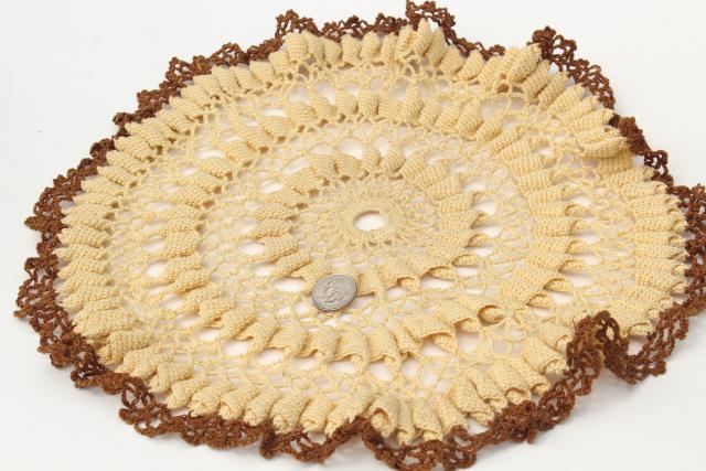 photo of crochet flower doily lot, vintage lace doilies pretty colored thread flowers #7