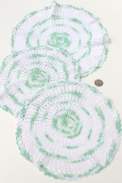 photo of crochet flower doily lot, vintage lace doilies pretty colored thread flowers #9