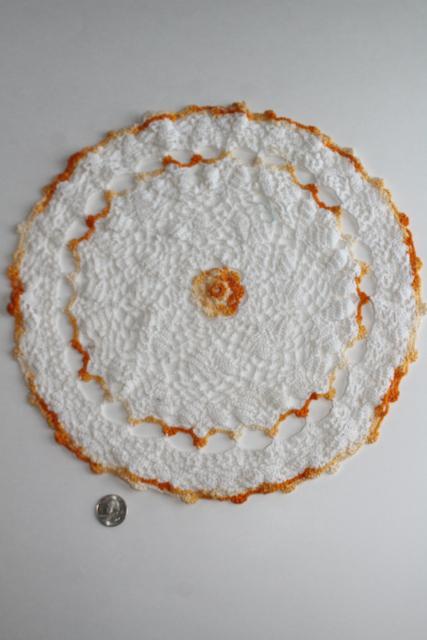 photo of crochet flower doily lot, vintage lace doilies pretty colored thread flowers #4