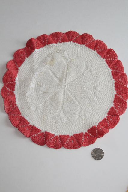 photo of crochet flower doily lot, vintage lace doilies pretty colored thread flowers #9