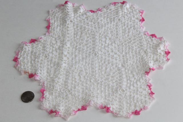 photo of crochet flower doily lot, vintage lace doilies pretty colored thread flowers #11