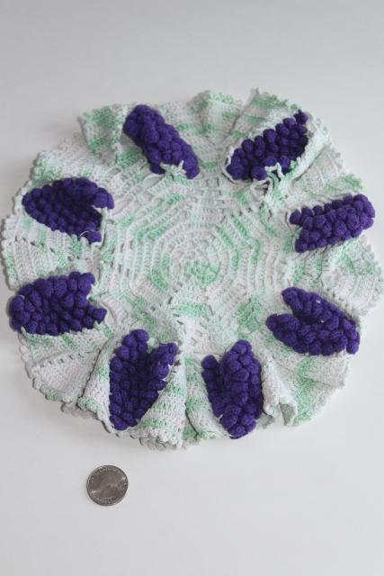 photo of crochet flower doily lot, vintage lace doilies pretty colored thread flowers #12